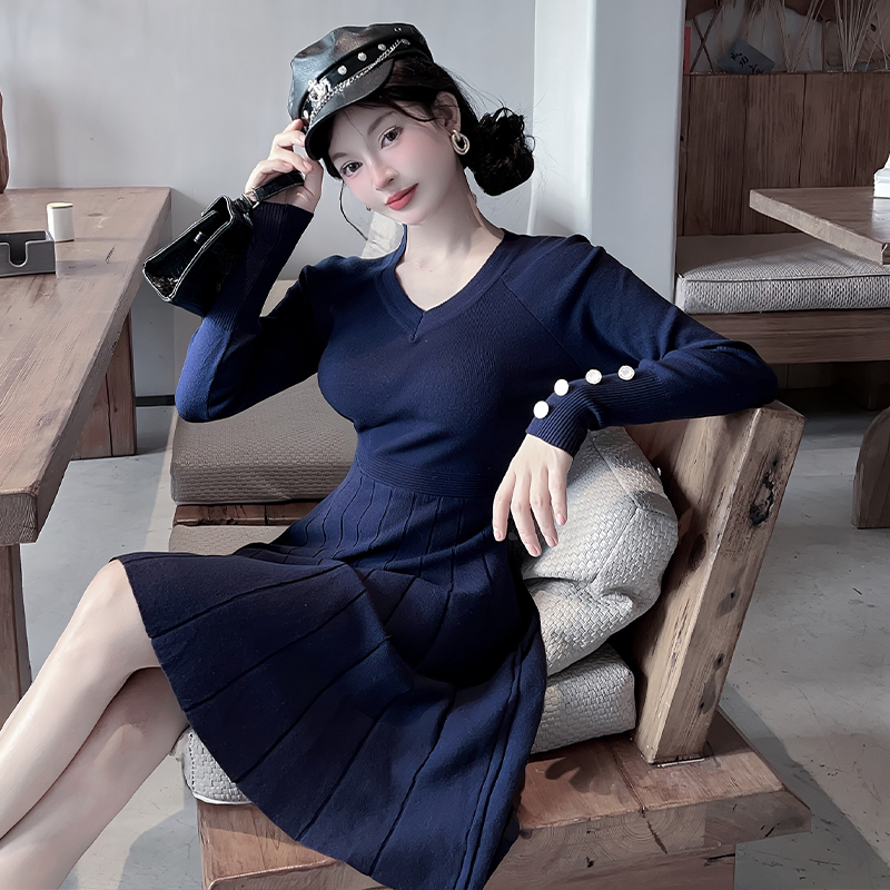 Chanelstyle sweater dress autumn and winter dress for women