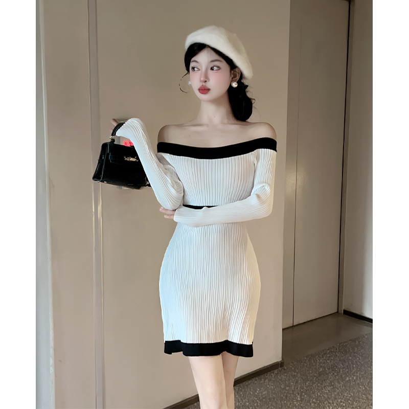 Chanelstyle autumn and winter pinched waist dress for women