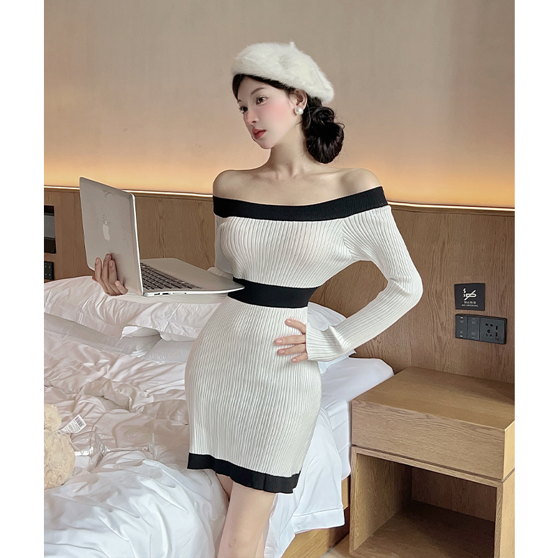 Chanelstyle autumn and winter pinched waist dress for women