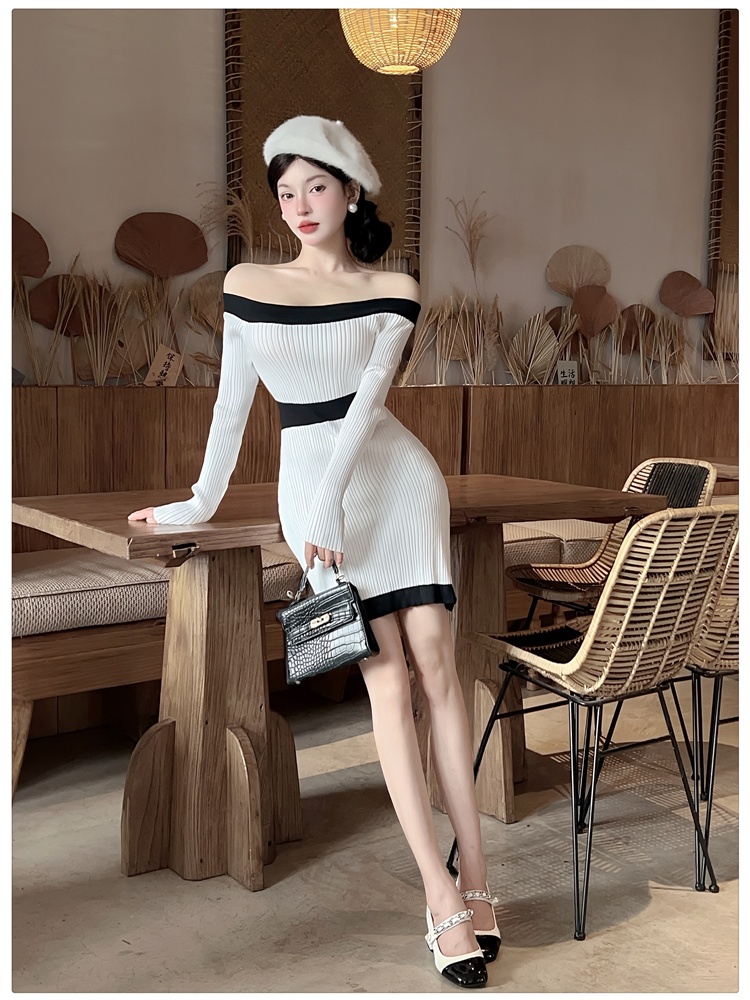 Chanelstyle autumn and winter pinched waist dress for women