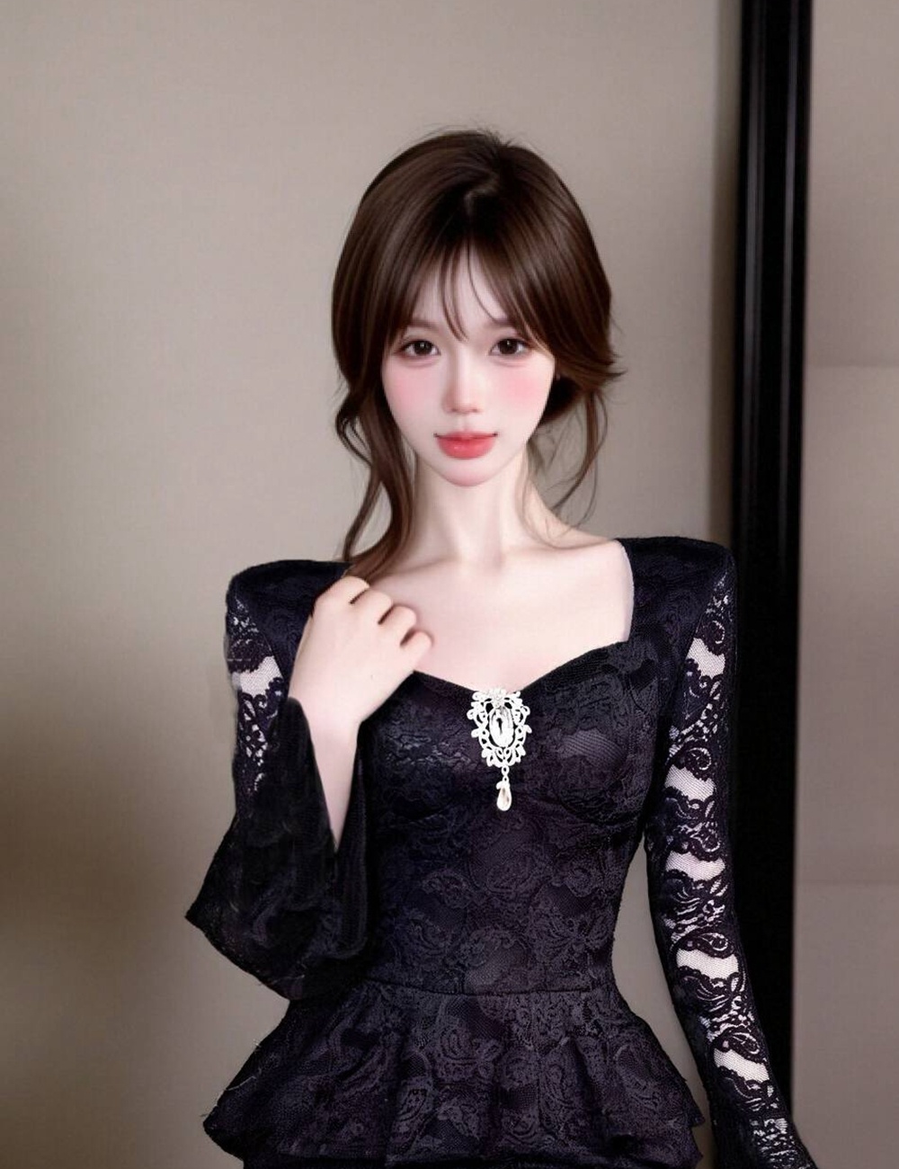 France style trumpet sleeves slim autumn package hip dress