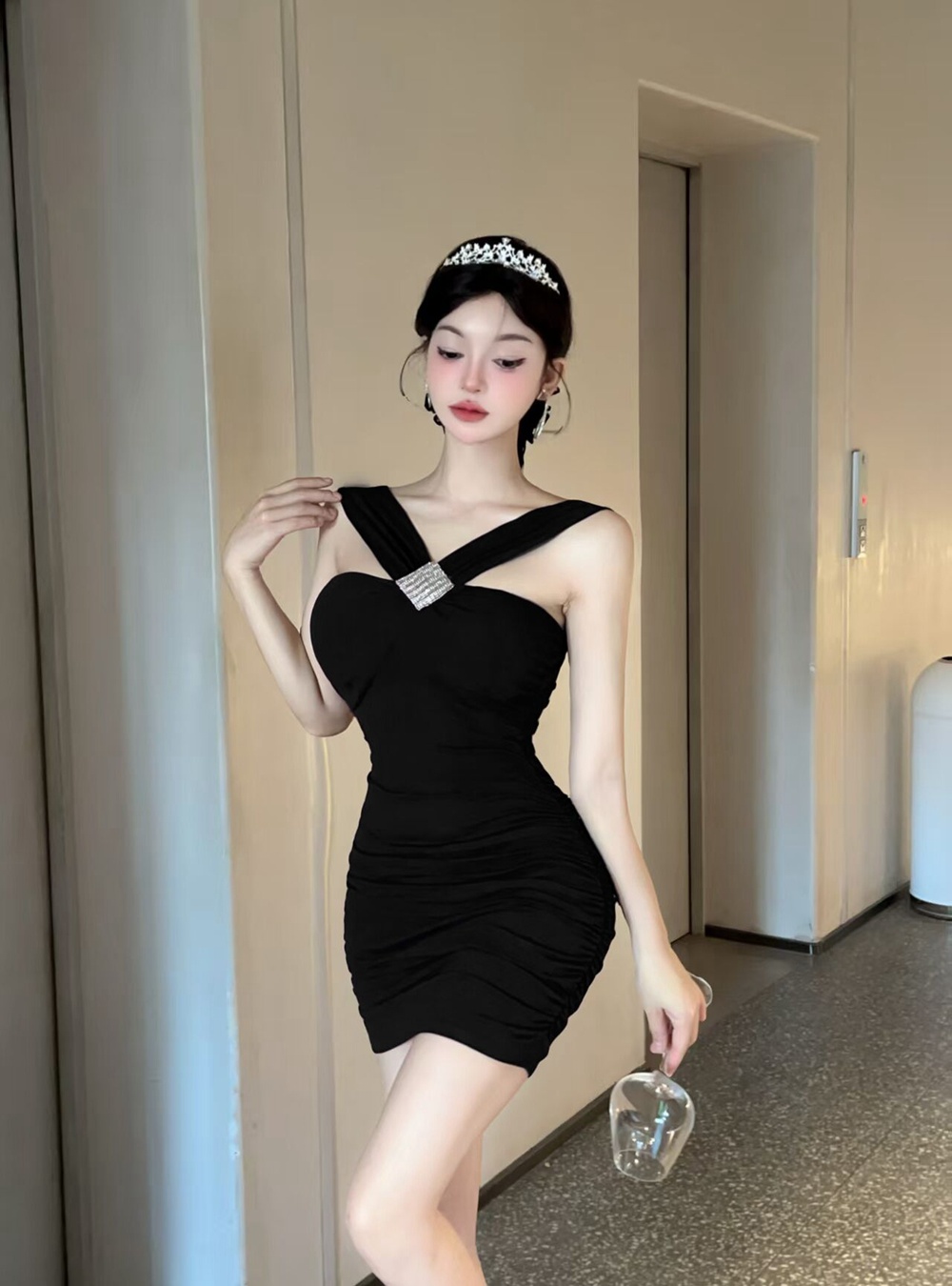 Spicegirl beading T-back halter dress for women