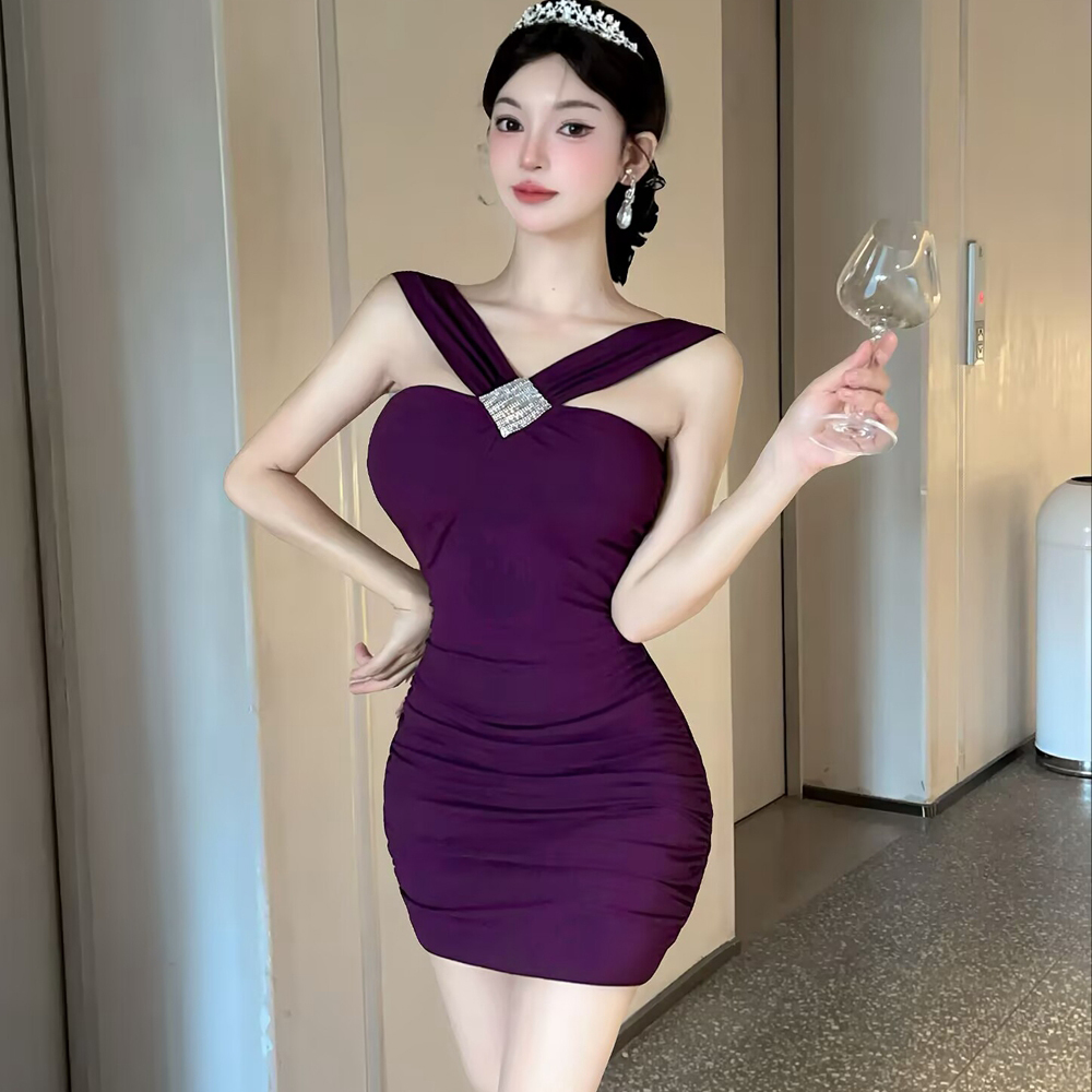 Spicegirl beading T-back halter dress for women