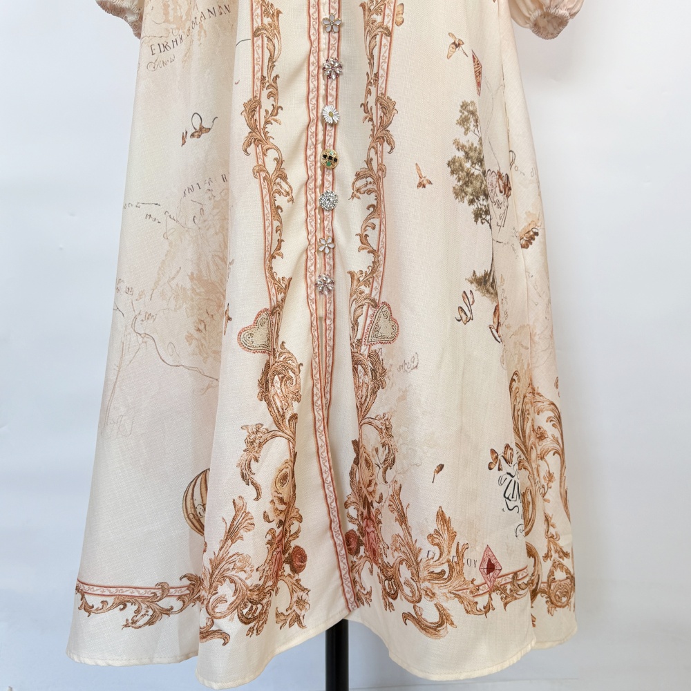 Cstand collar European style long retro light luxury dress