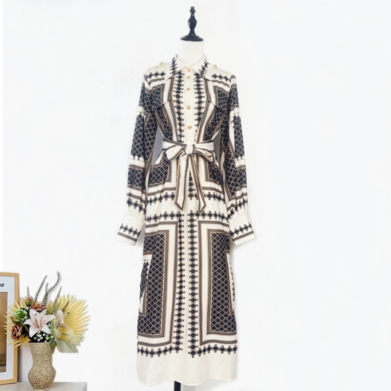 Pattern geometry scarves black light luxury dress