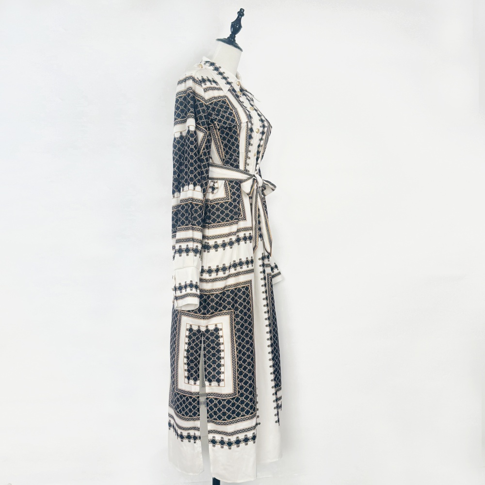 Pattern geometry scarves black light luxury dress