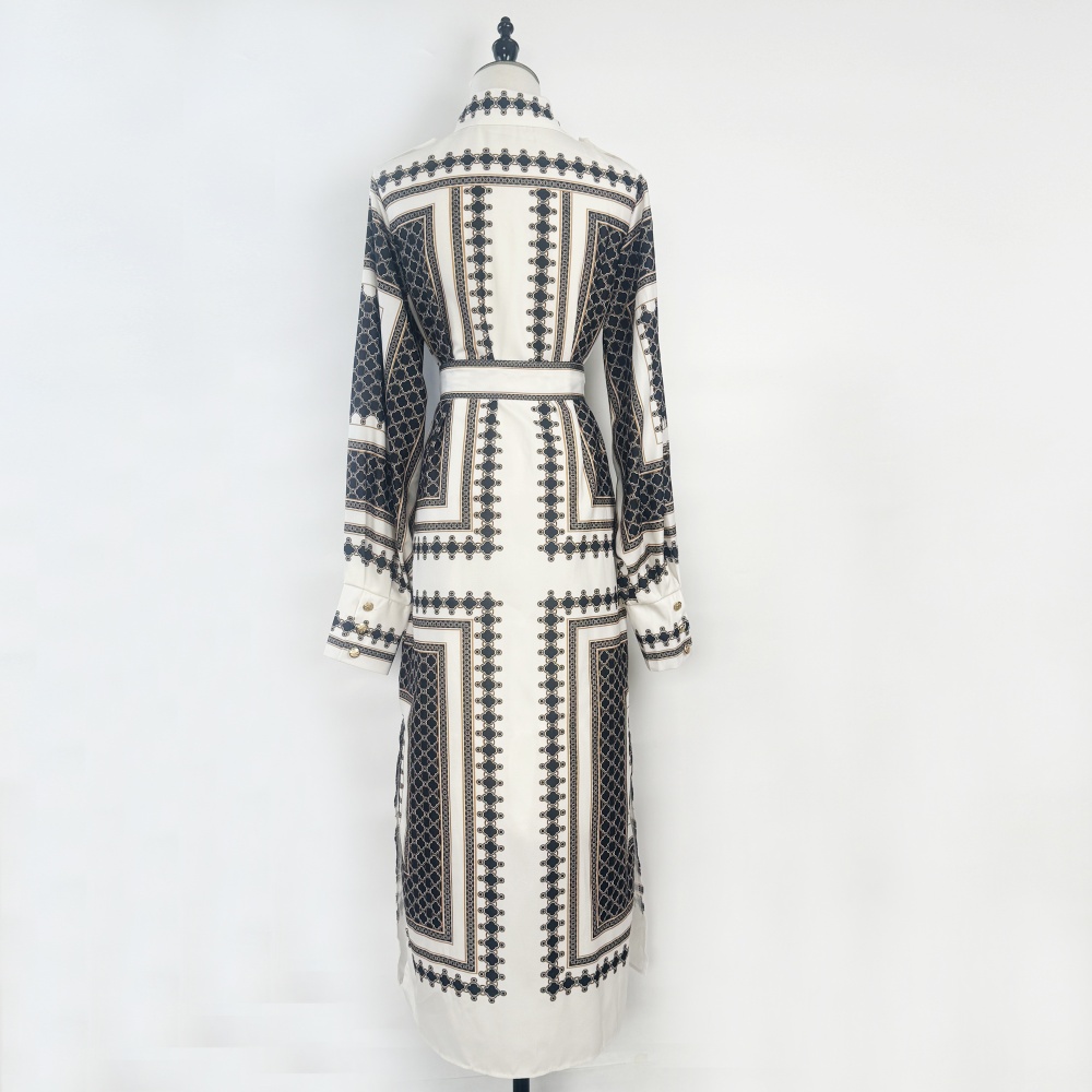 Pattern geometry scarves black light luxury dress