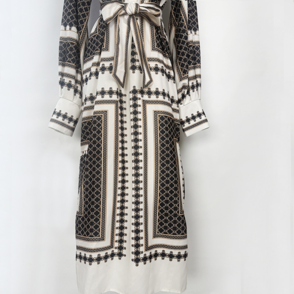 Pattern geometry scarves black light luxury dress