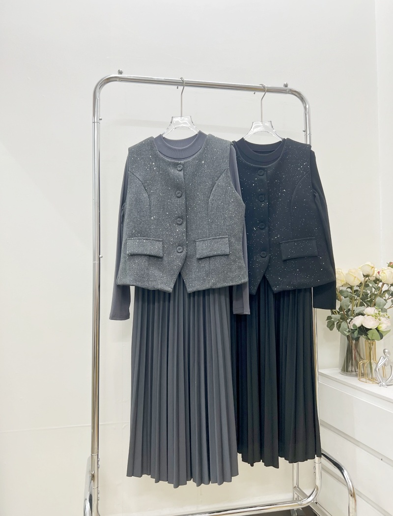 Korean style belt fashion waistcoat 3pcs set