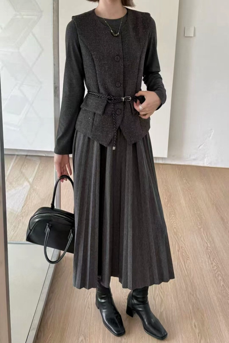 Korean style belt fashion waistcoat 3pcs set
