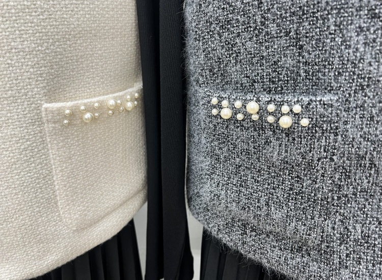 Refinement fashion vest European style pearl dress 2pcs set