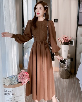Fashion bottoming belt all-match Pseudo-two dress