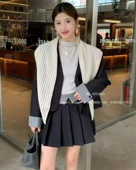 Chanelstyle shawl Korean style jacket 3pcs set