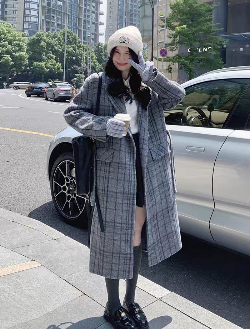 Plaid Korean style coat British style overcoat