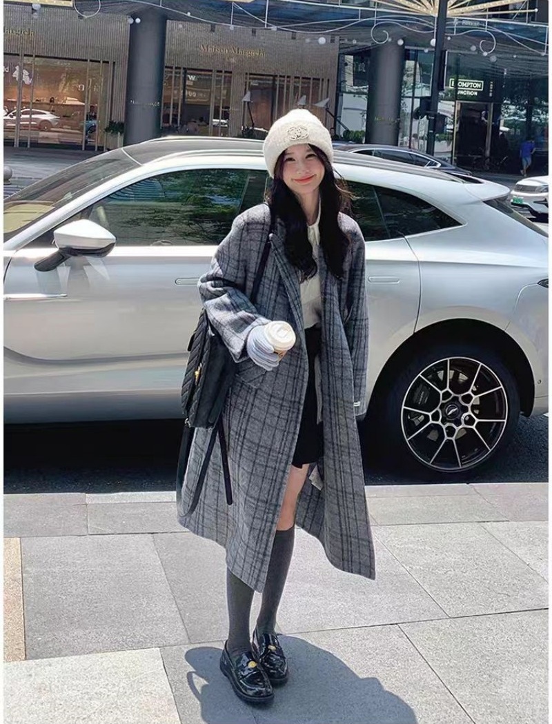 Plaid Korean style coat British style overcoat