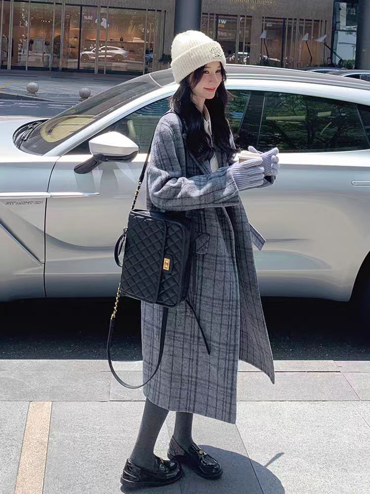 Plaid Korean style coat British style overcoat