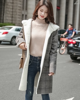Temperament long overcoat white autumn and winter coat