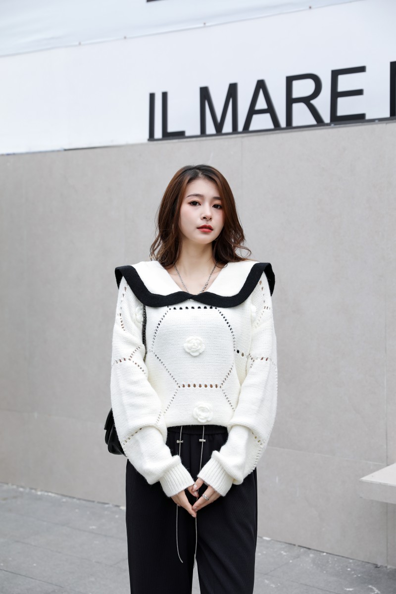 Doll collar flowers Korean style sweater