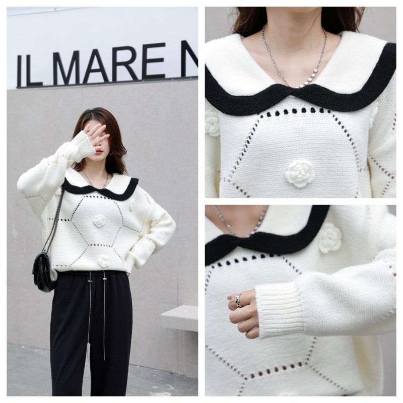 Doll collar flowers Korean style sweater