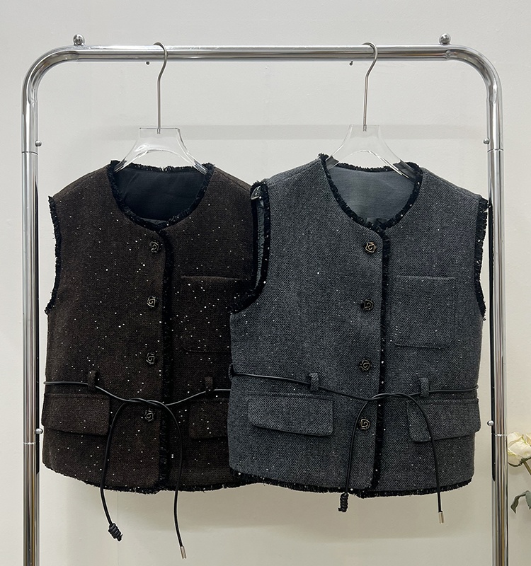 European style dress Korean style waistcoat 2pcs set for women