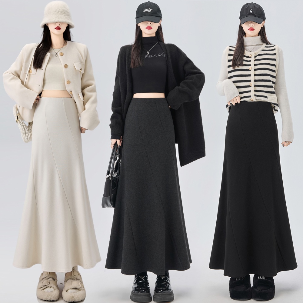 High waist long skirt drape slim one step skirt for women