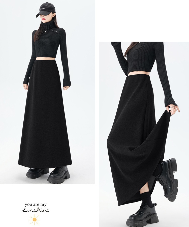 A-line autumn and winter package hip skirt for women