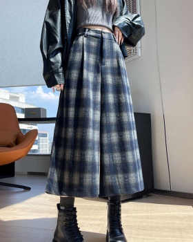 Woolen cropped pants wide leg pants for women