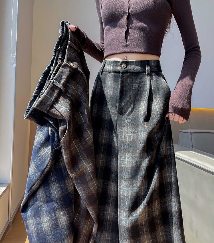 Woolen cropped pants wide leg pants for women