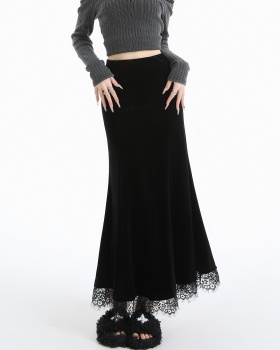Velvet package hip autumn skirt for women