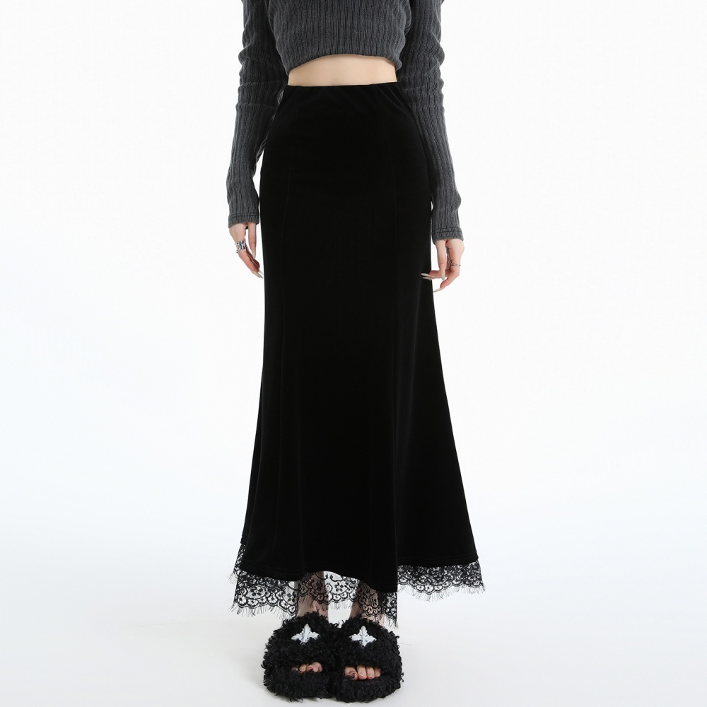 Velvet package hip autumn skirt for women