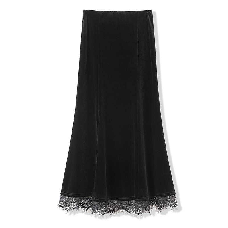 Velvet package hip autumn skirt for women