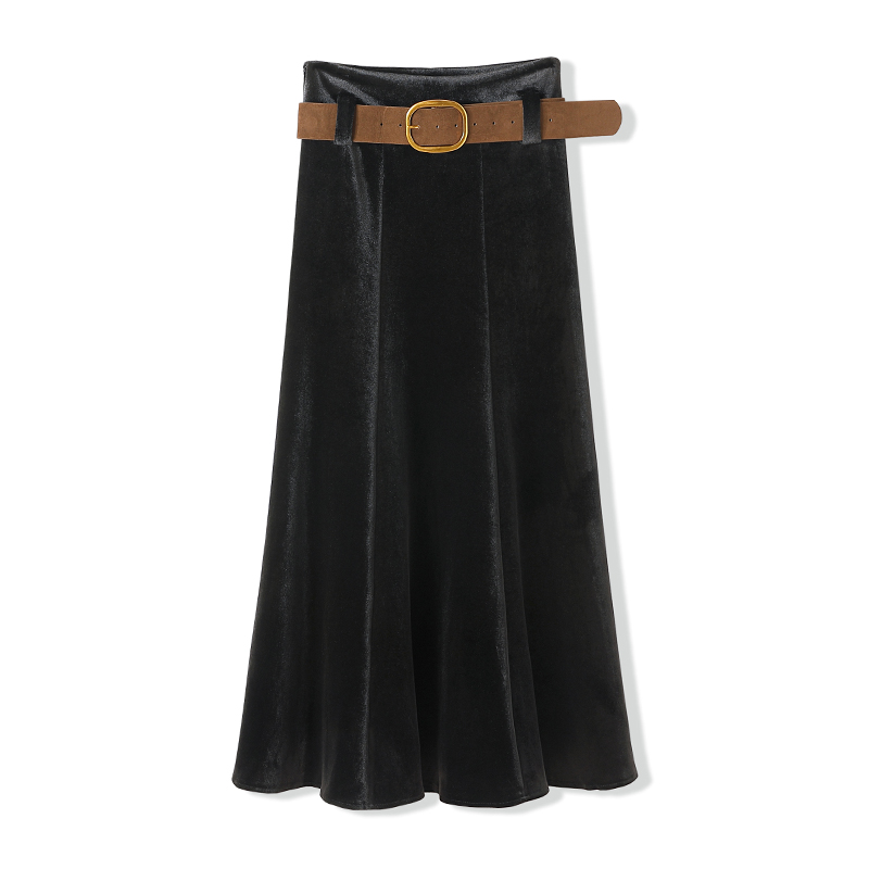 High waist long skirt A-line skirt for women