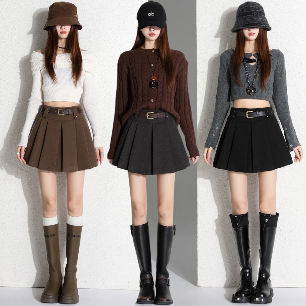 Pleated short skirt high waist skirt for women