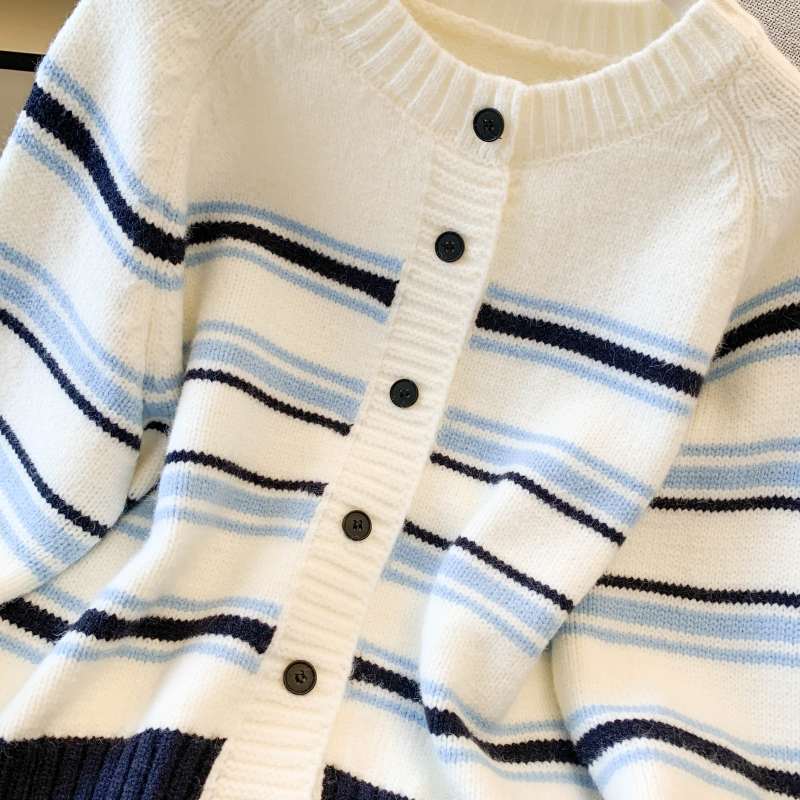 Fashion stripe coat single-breasted sweater