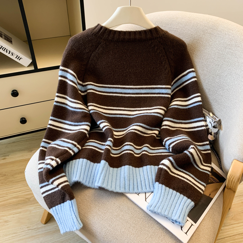 Fashion stripe coat single-breasted sweater