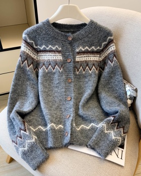 Niche all-match coat knitted mixed colors sweater for women