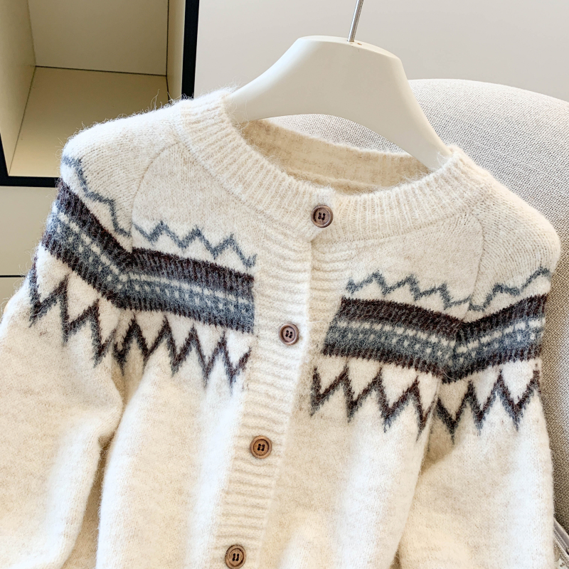 Niche all-match coat knitted mixed colors sweater for women