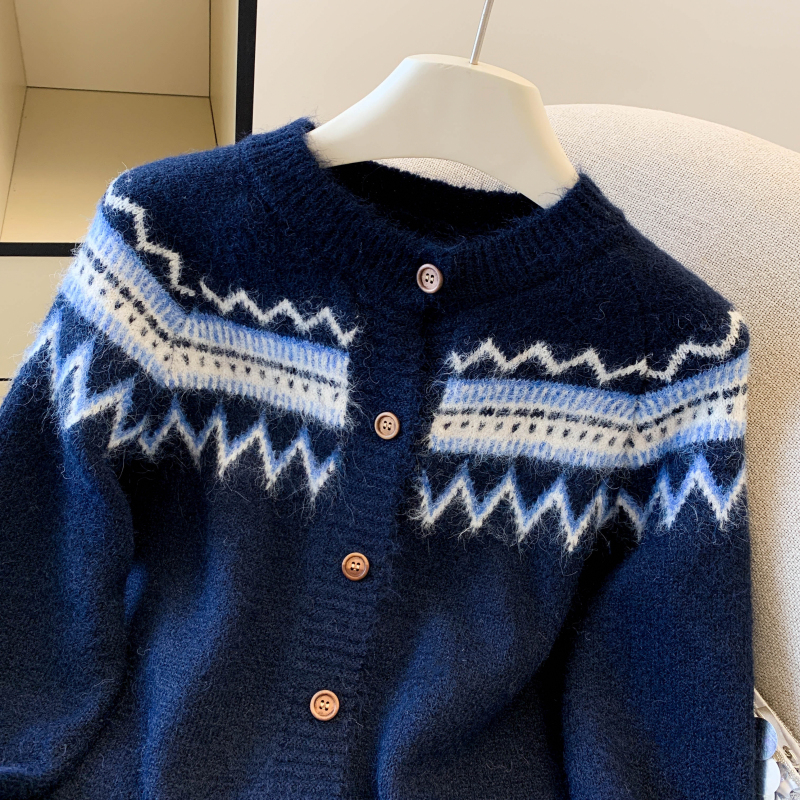 Niche all-match coat knitted mixed colors sweater for women