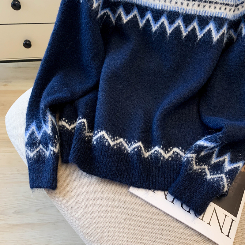 Niche all-match coat knitted mixed colors sweater for women