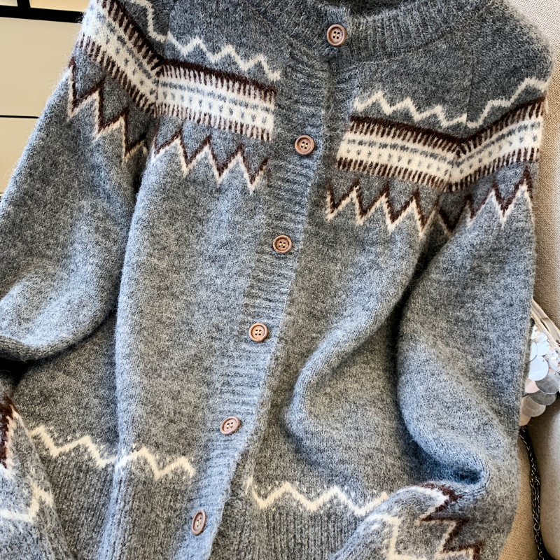 Niche all-match coat knitted mixed colors sweater for women