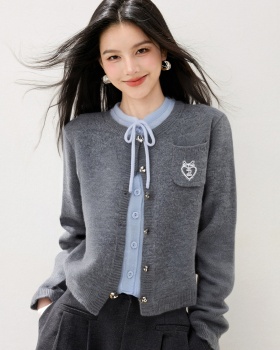 Splice Pseudo-two cardigan Korean style unique sweater