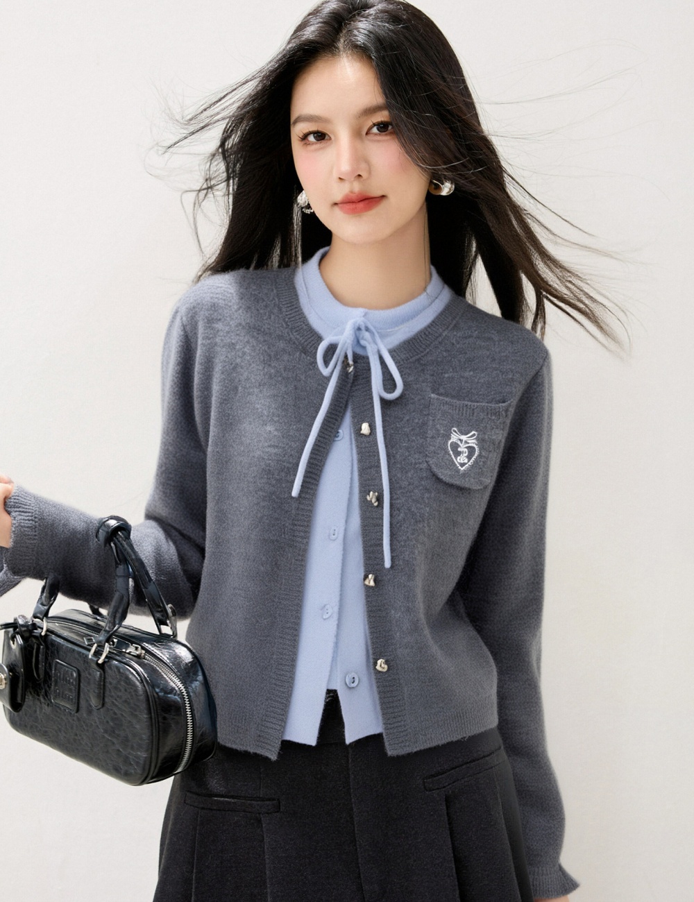 Splice Pseudo-two cardigan Korean style unique sweater