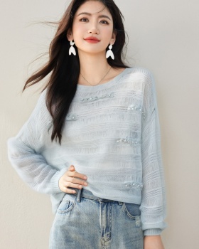 Pullover temperament loose hollow sweater for women