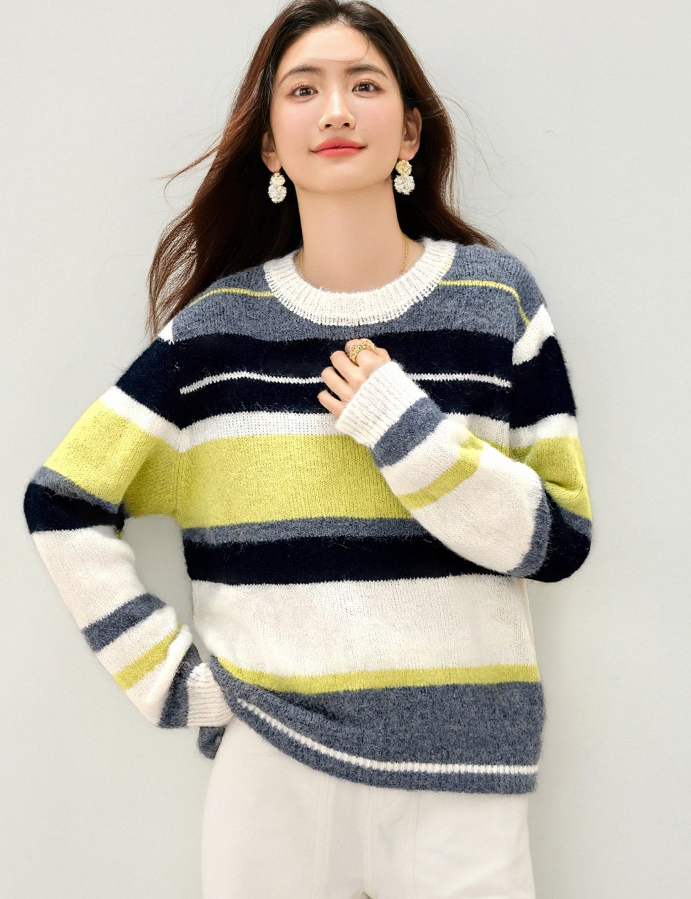 Korean style tops mixed colors sweater for women