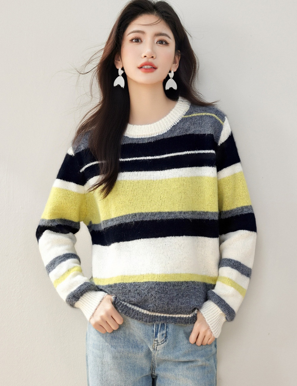 Korean style tops mixed colors sweater for women