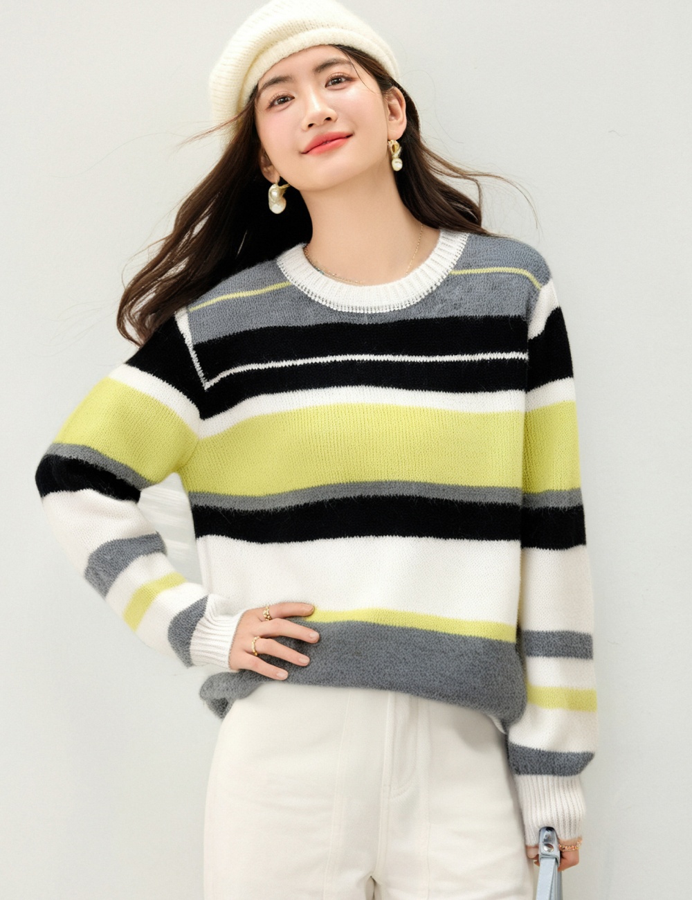 Korean style tops mixed colors sweater for women