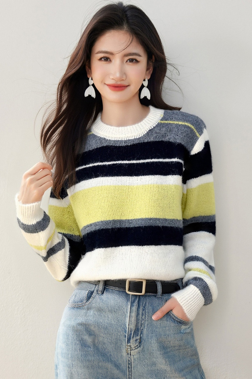 Korean style tops mixed colors sweater for women