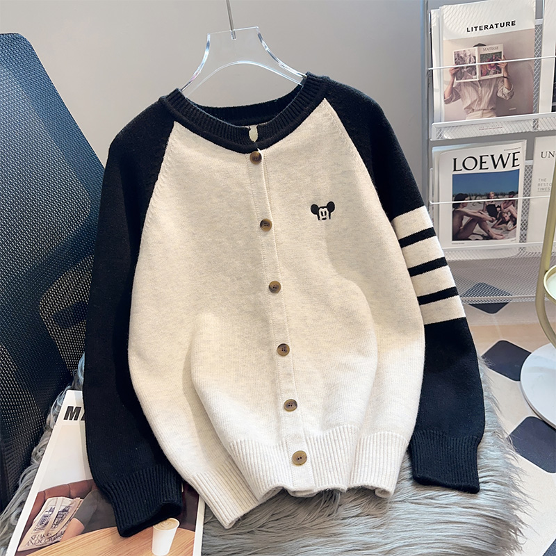 Lazy mixed colors tops autumn and winter knitted cardigan