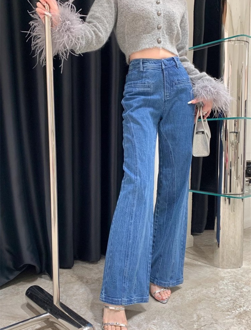 Autumn slim back bow fashion straight pants jeans for women