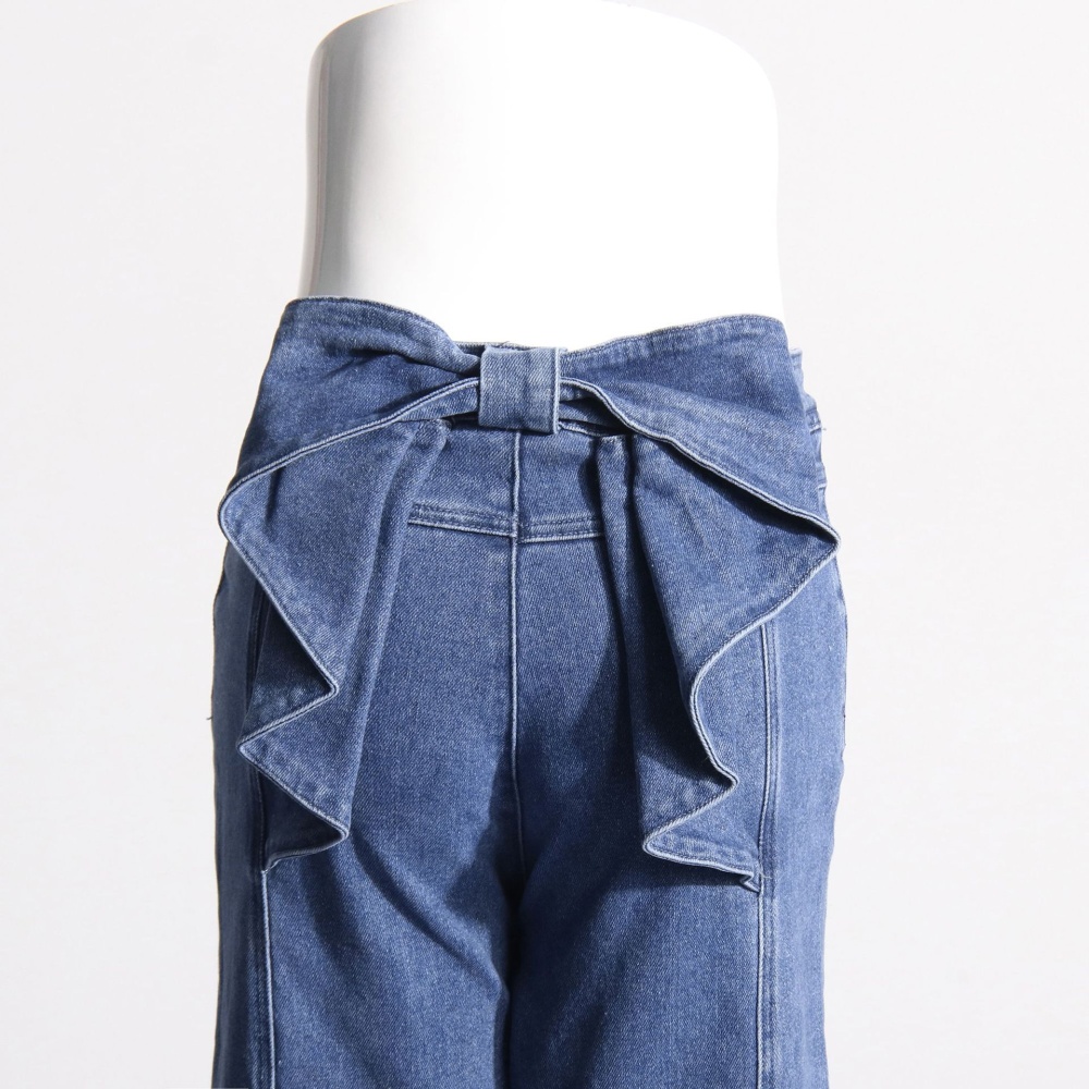 Autumn slim back bow fashion straight pants jeans for women